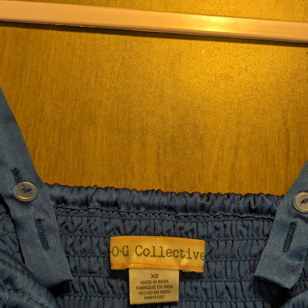 Blue Ruffled Ruched Bustier Tank Top - Picture 2 of 3